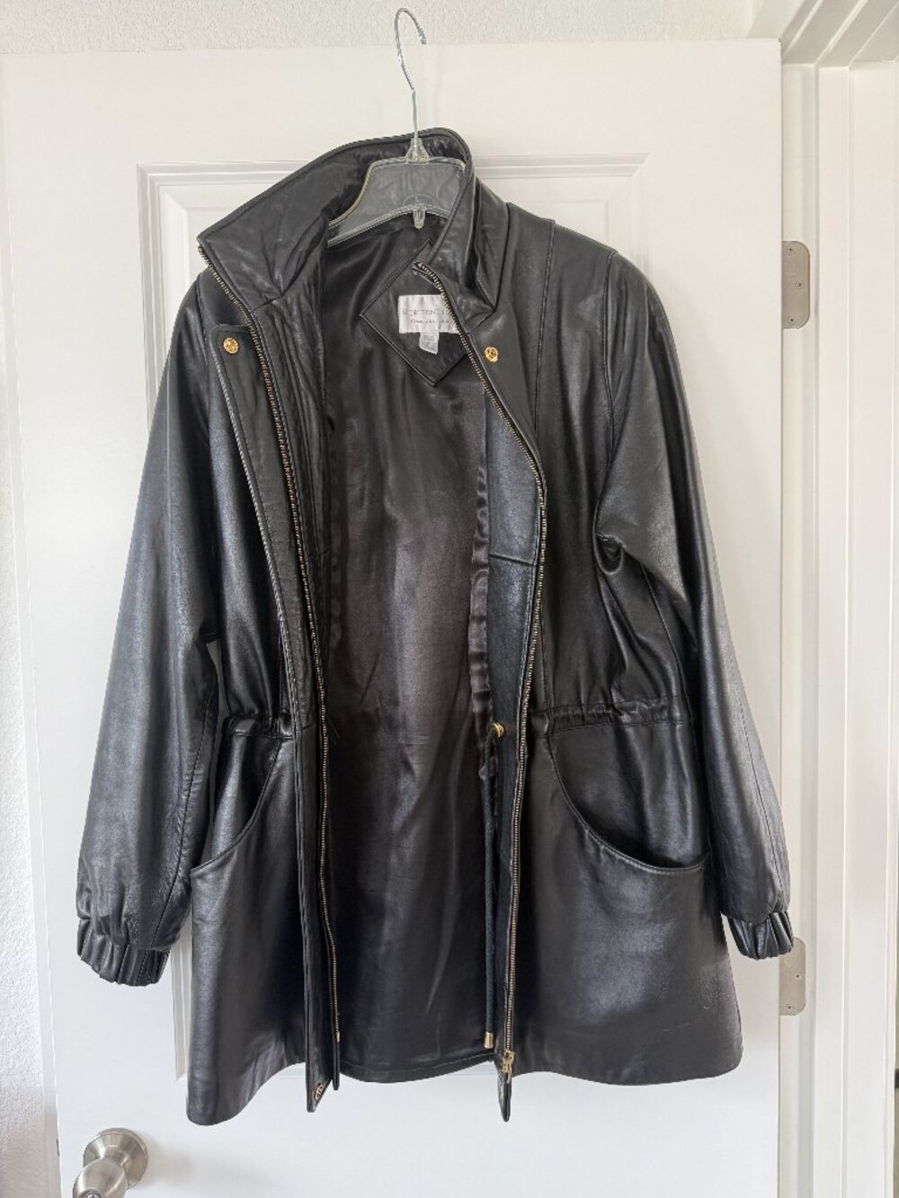 Vintage Worthington Genuine Lambskin Hooded Leather Jacket, Sz M